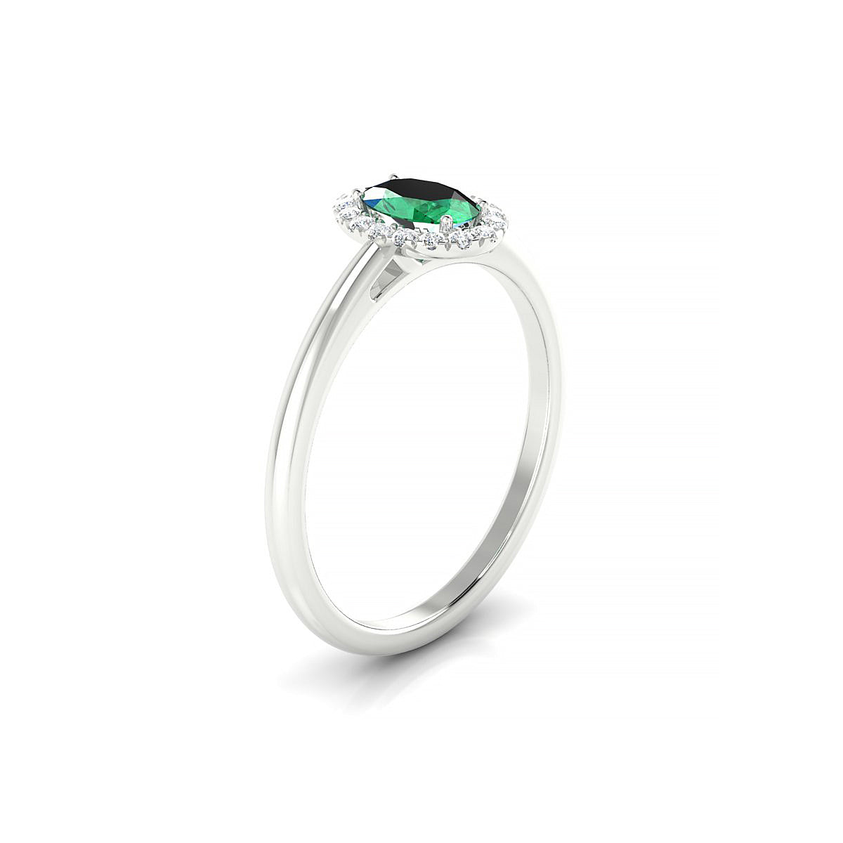 Solar | 18k White Gold 6 x 4 mm Oval Emerald Ring