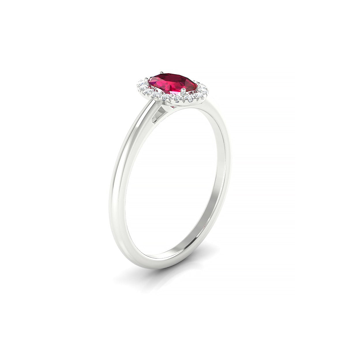 Solar | 18k White Gold 6 x 4 mm Oval Ruby Ring