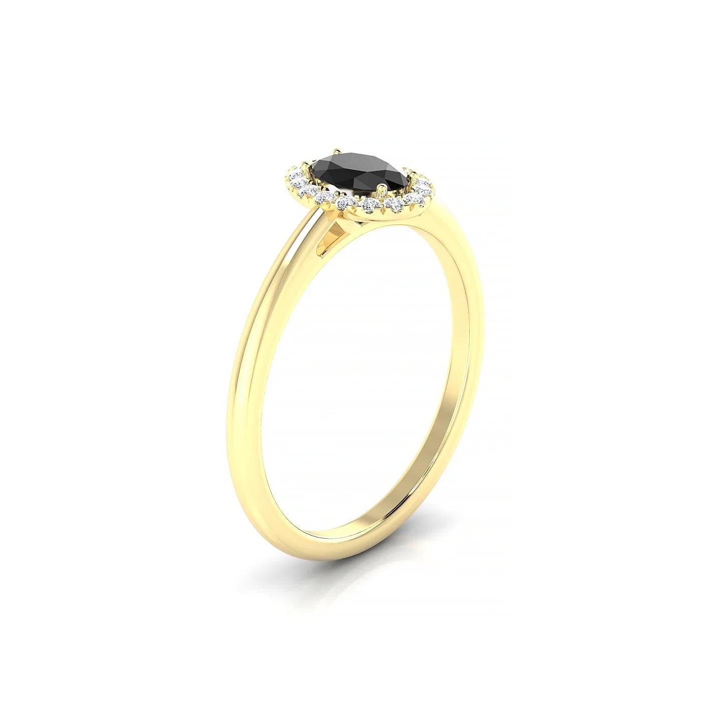 Solar | 18k Yellow Gold 6 x 4 mm Oval Black Diamond Ring