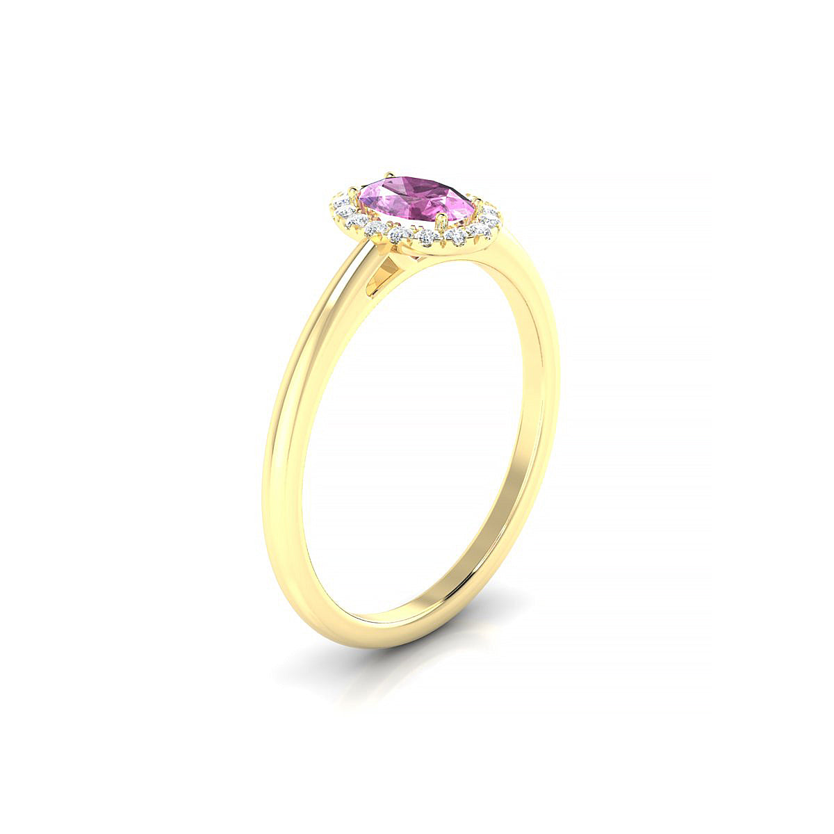 Solar | 18k Yellow Gold 6 x 4 mm Oval Pink Sapphire Ring