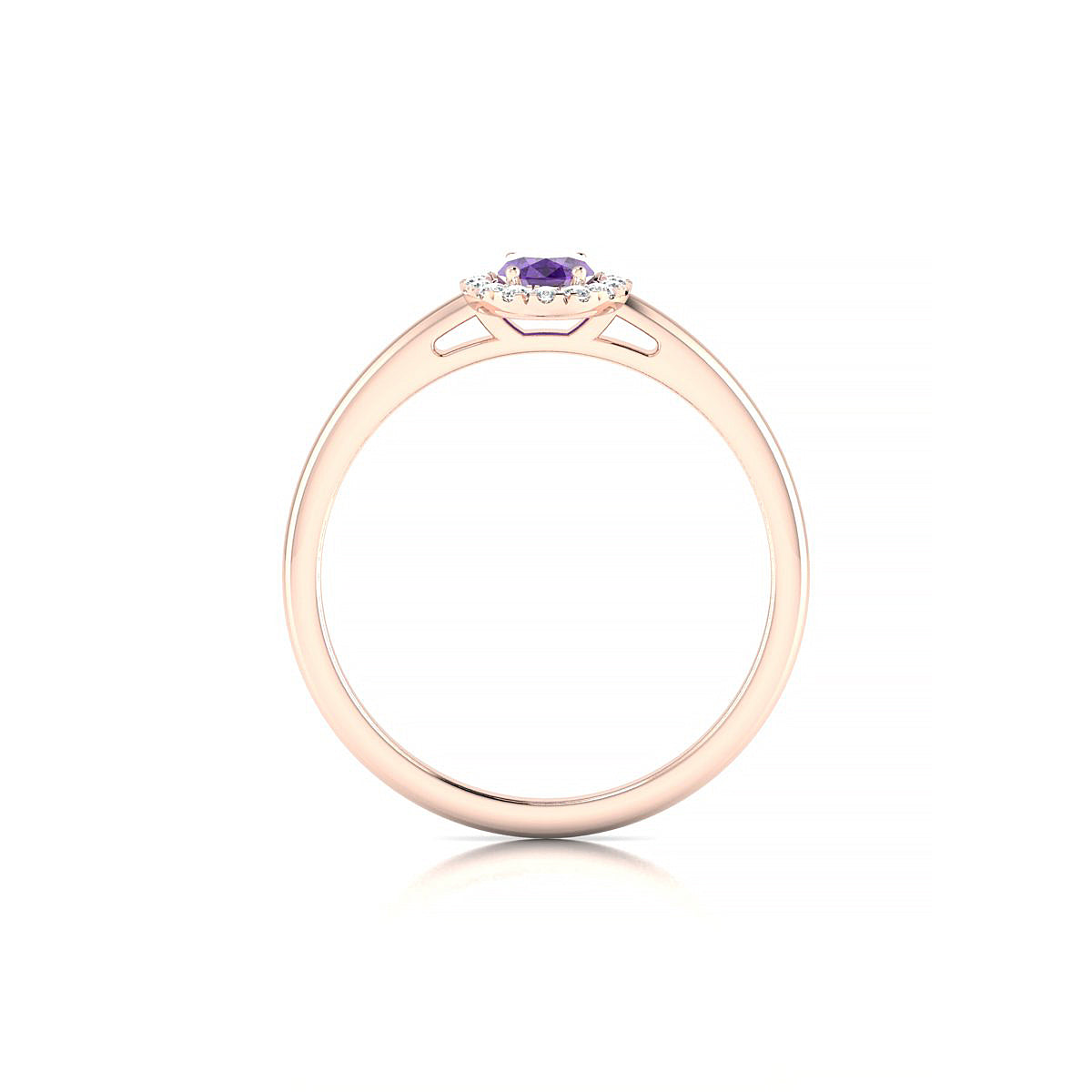 Solar | 18k Rose Gold 6 x 4 mm Oval Amethyst Ring