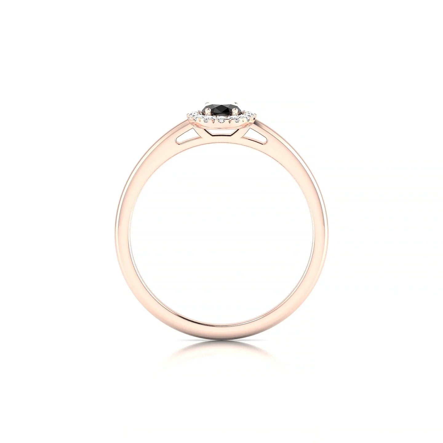 Solar | 18k Rose Gold 6 x 4 mm Oval Black Diamond Ring