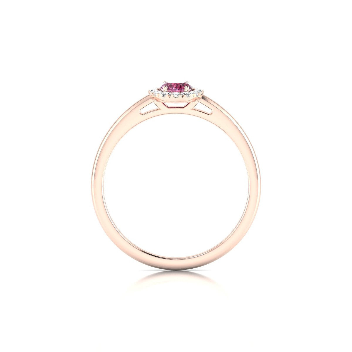 Solar | 18k Rose Gold 6 x 4 mm Oval Rhodolite Ring