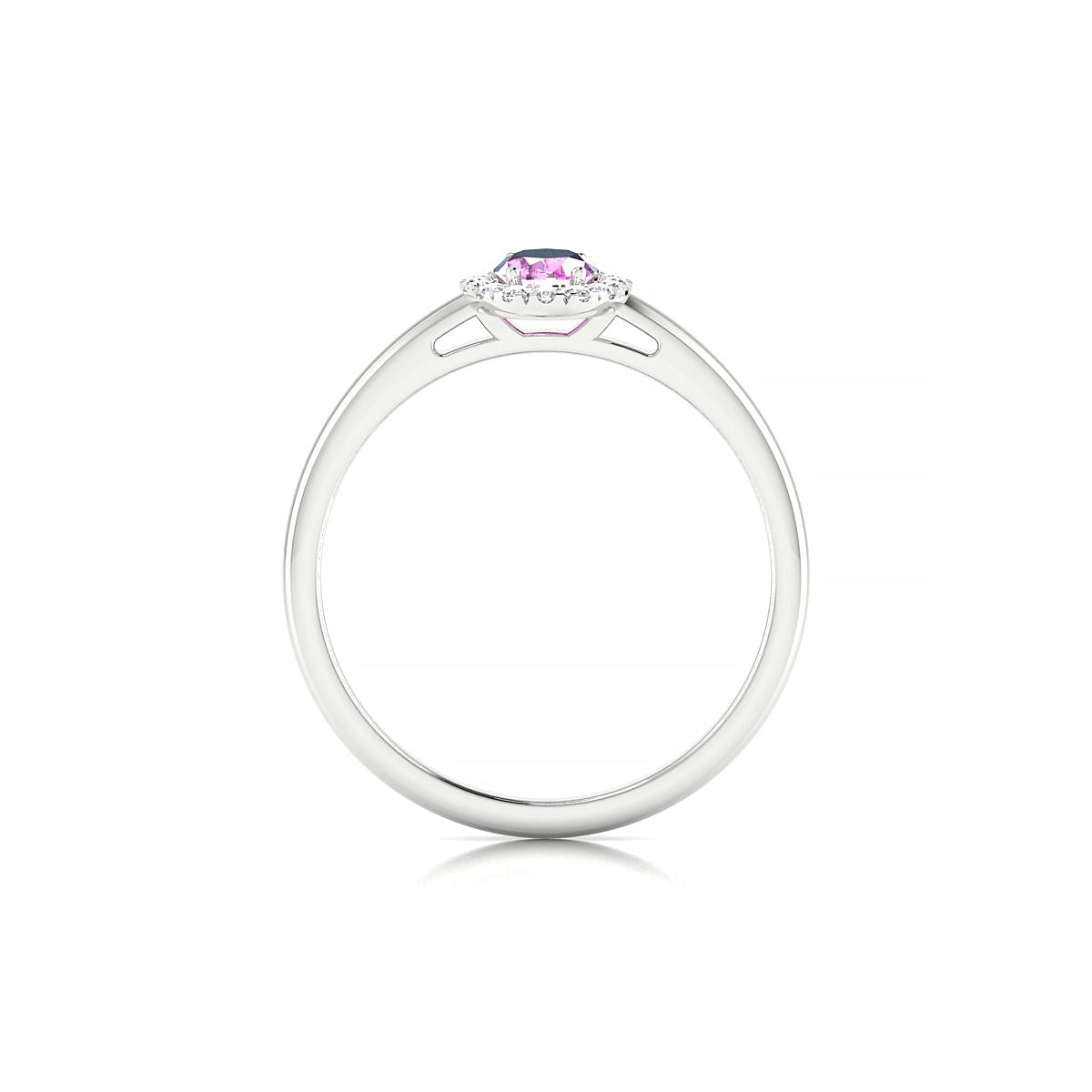 Solar | 18k White Gold 6 x 4 mm Oval Pink Sapphire Ring