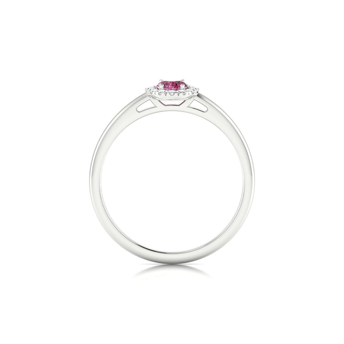 Solar | 18k White Gold 6 x 4 mm Oval Rhodolite Ring