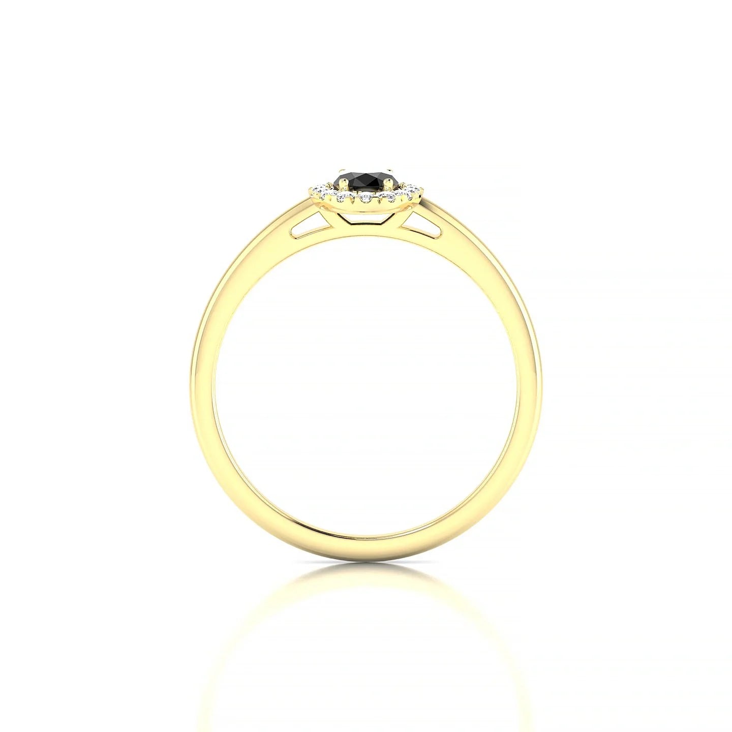 Solar | 18k Yellow Gold 6 x 4 mm Oval Black Diamond Ring