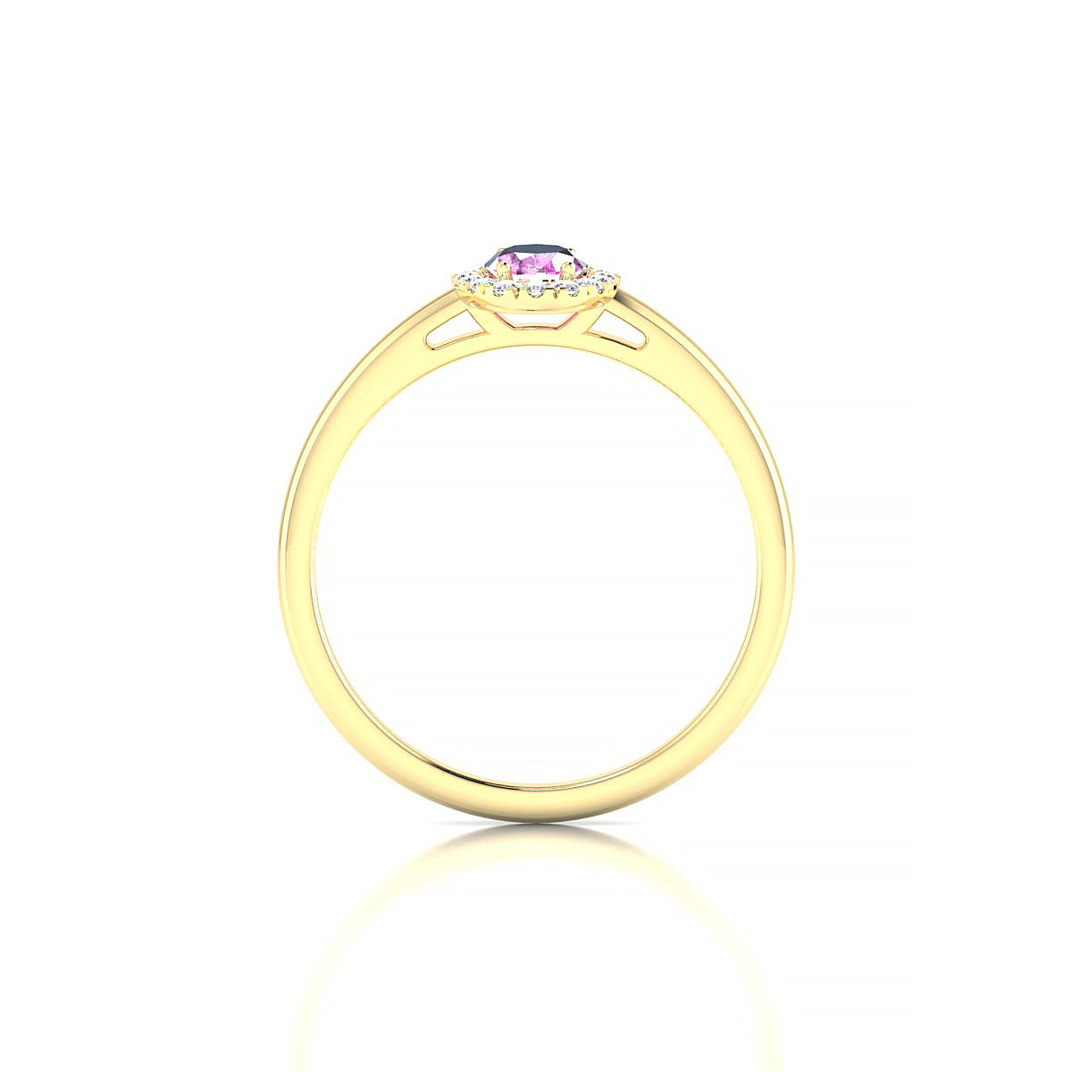 Solar | 18k Yellow Gold 6 x 4 mm Oval Pink Sapphire Ring