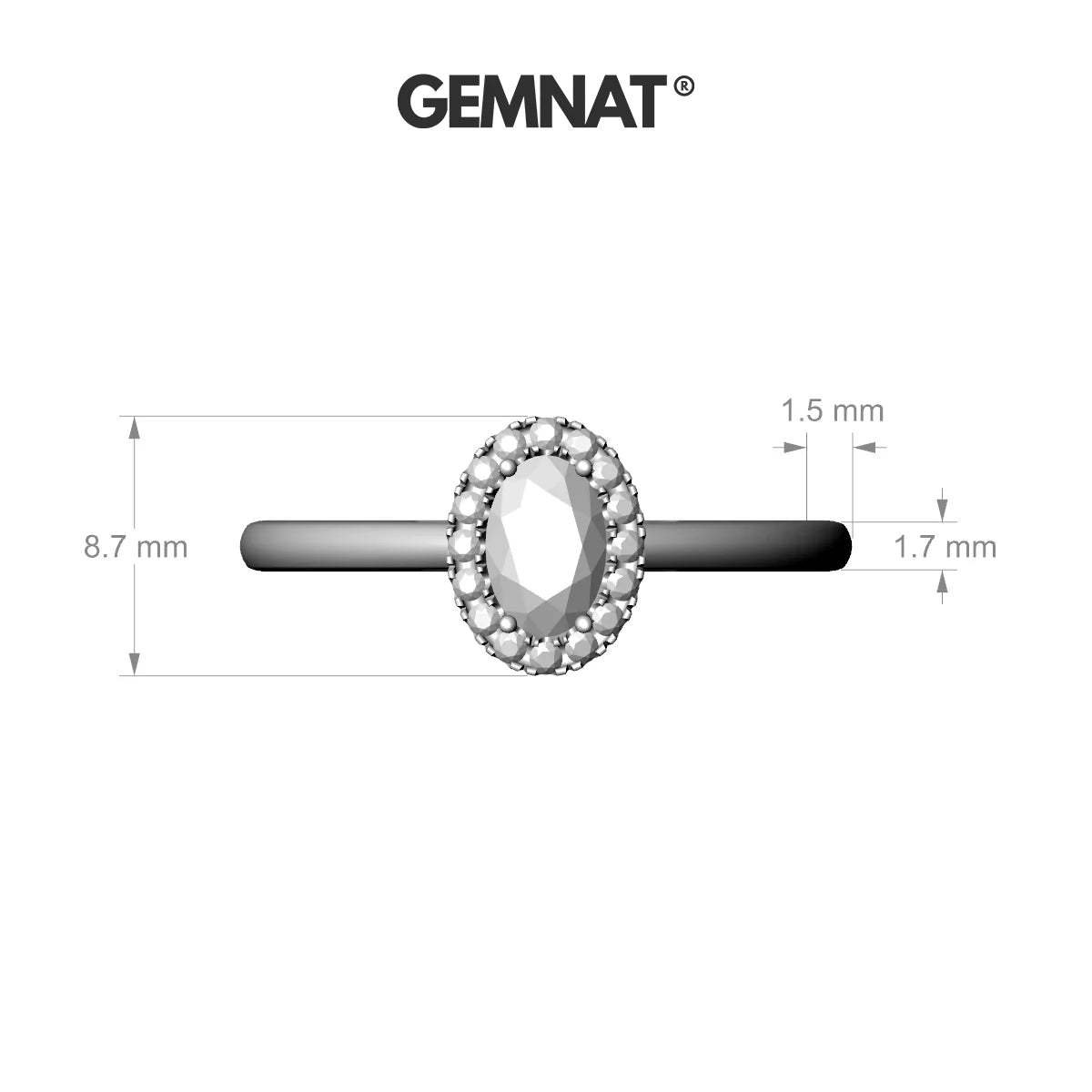 Solar | 18k White Gold 6 x 4 mm Oval Garnet Ring