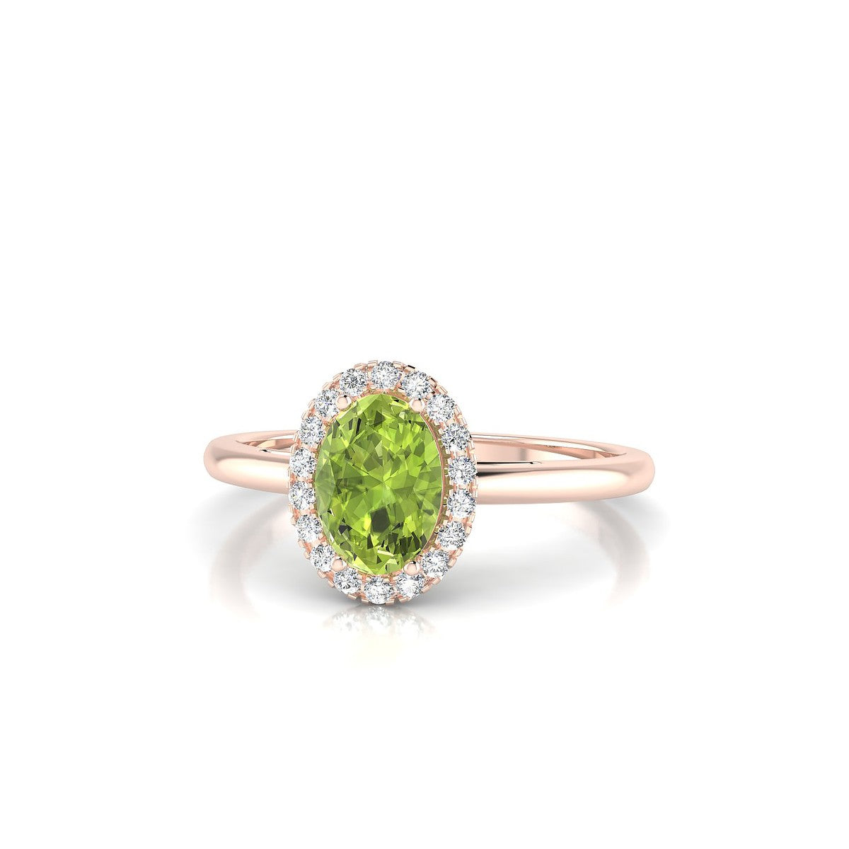 Solar | 18k Rose Gold 7 x 5 mm Oval Peridot Ring