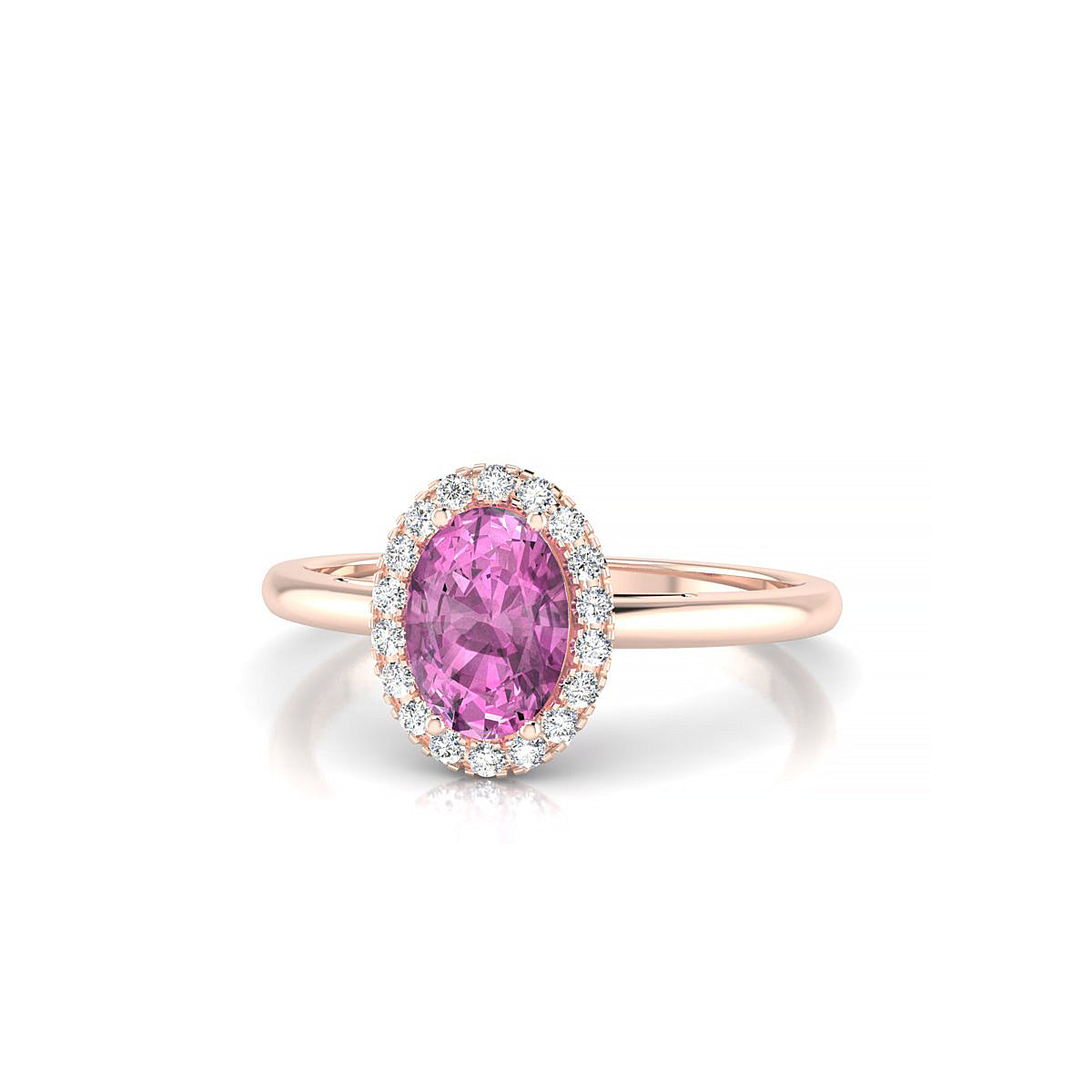 Solar | 18k Rose Gold 7 x 5 mm Oval Pink Sapphire Ring