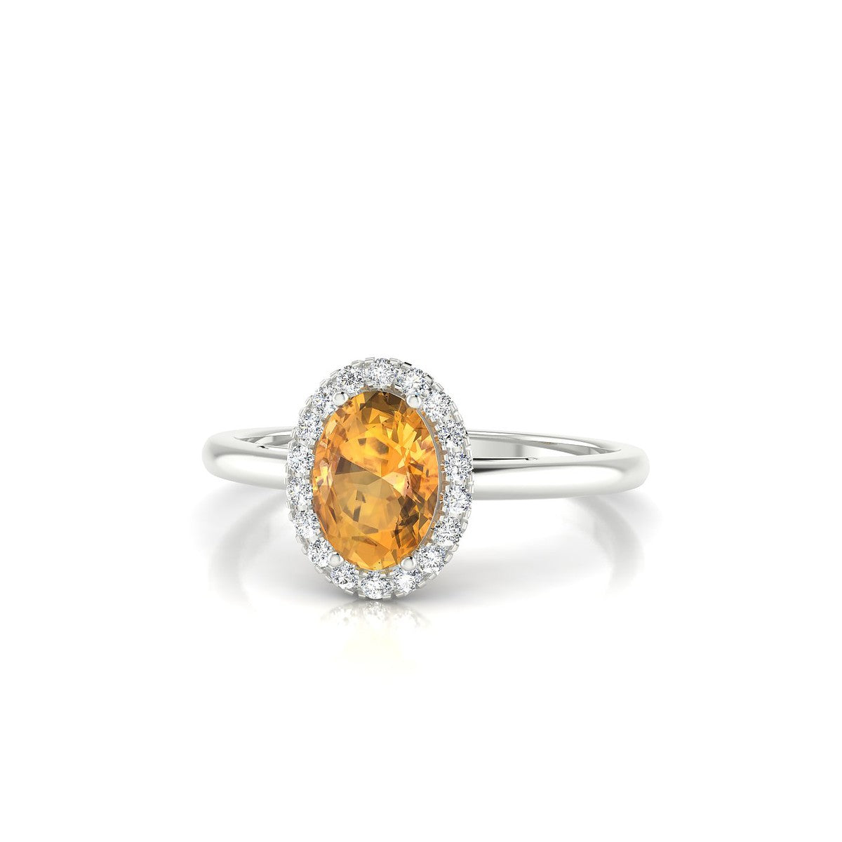 Solar | 18k White Gold 7 x 5 mm Oval Citrine Ring