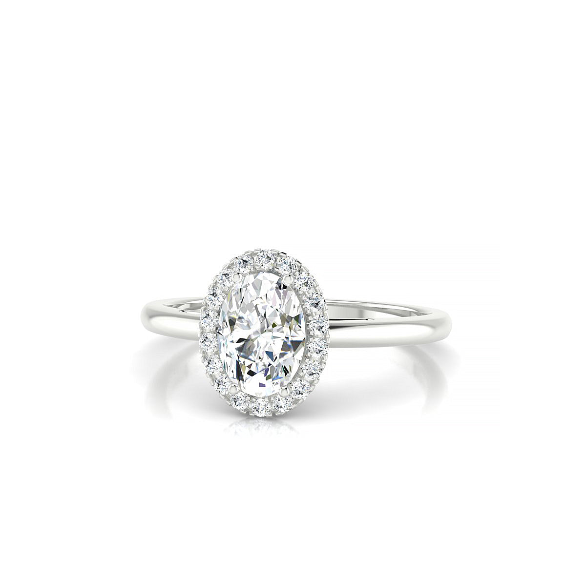 Solar | 18k White Gold 7 x 5 mm Oval Diamond Ring