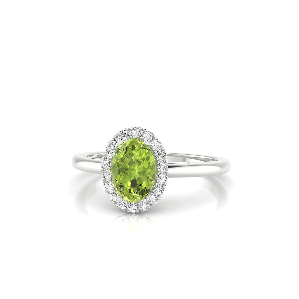 Solar | 18k White Gold 7 x 5 mm Oval Peridot Ring