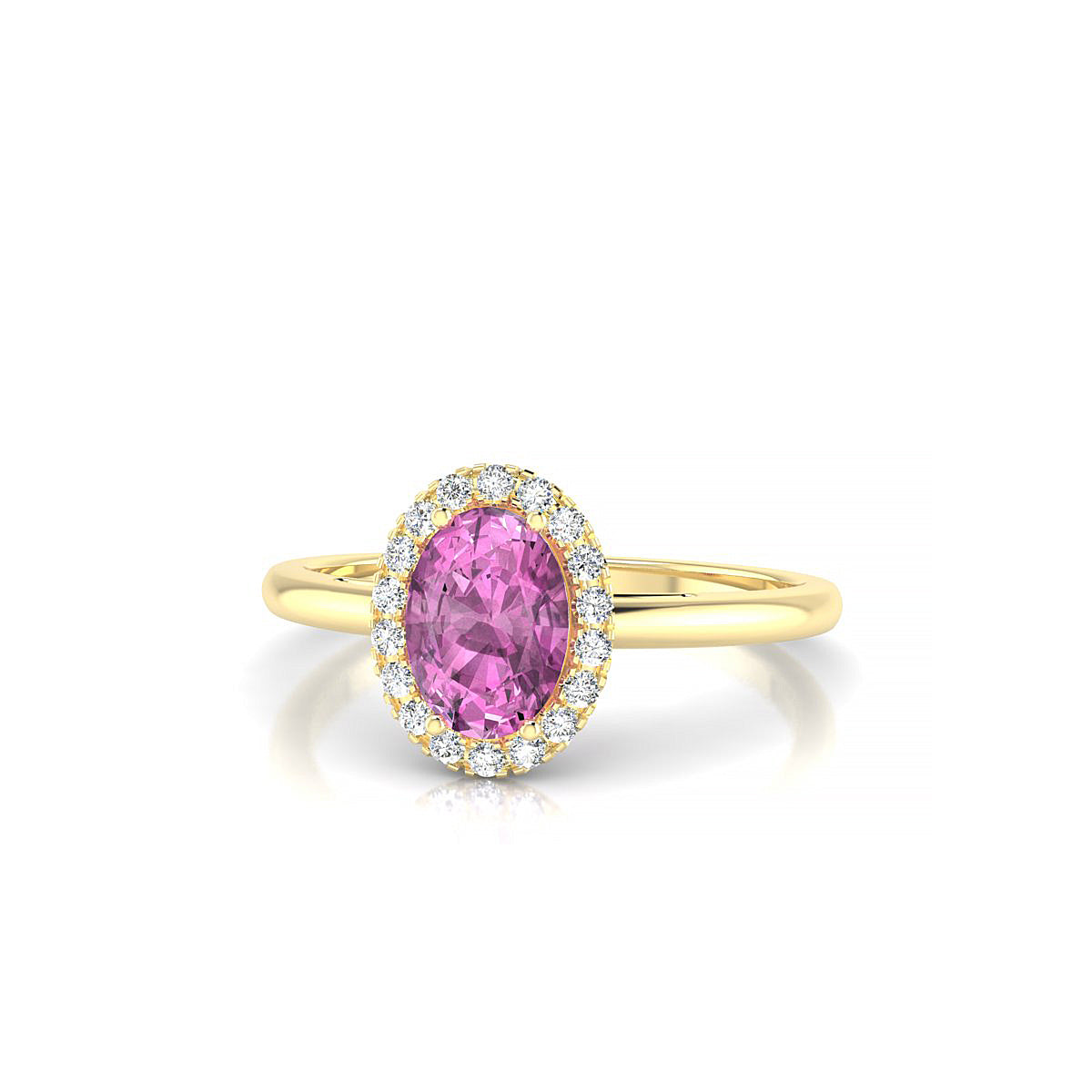 Solar | 18k Yellow Gold 7 x 5 mm Oval Pink Sapphire Ring