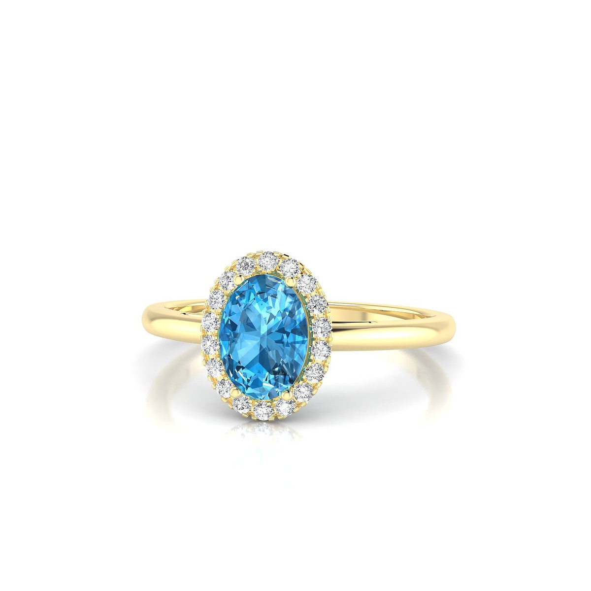Solar | 18k Yellow Gold 7 x 5 mm Oval Topaz Ring
