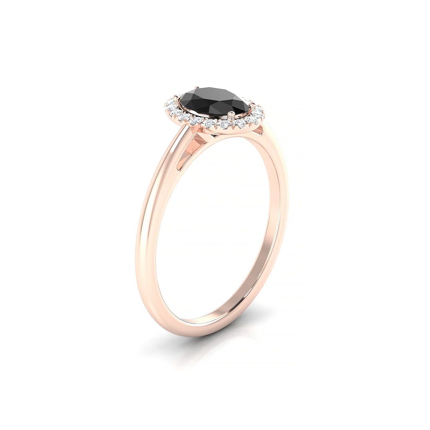 Solar | 18k Rose Gold 7 x 5 mm Oval Black Diamond Ring