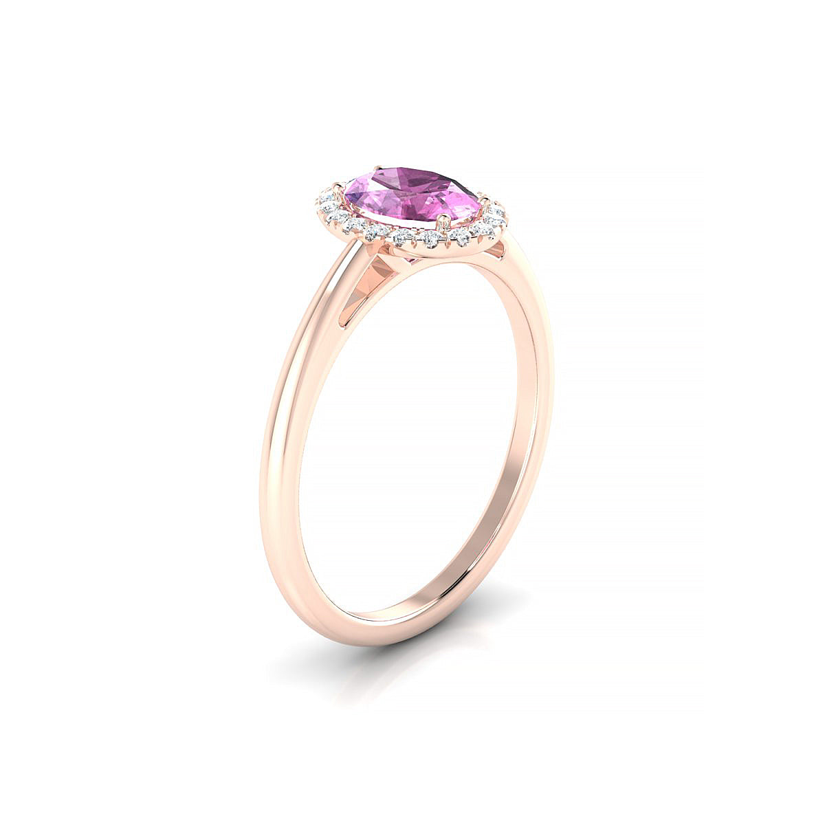 Solar | 18k Rose Gold 7 x 5 mm Oval Pink Sapphire Ring