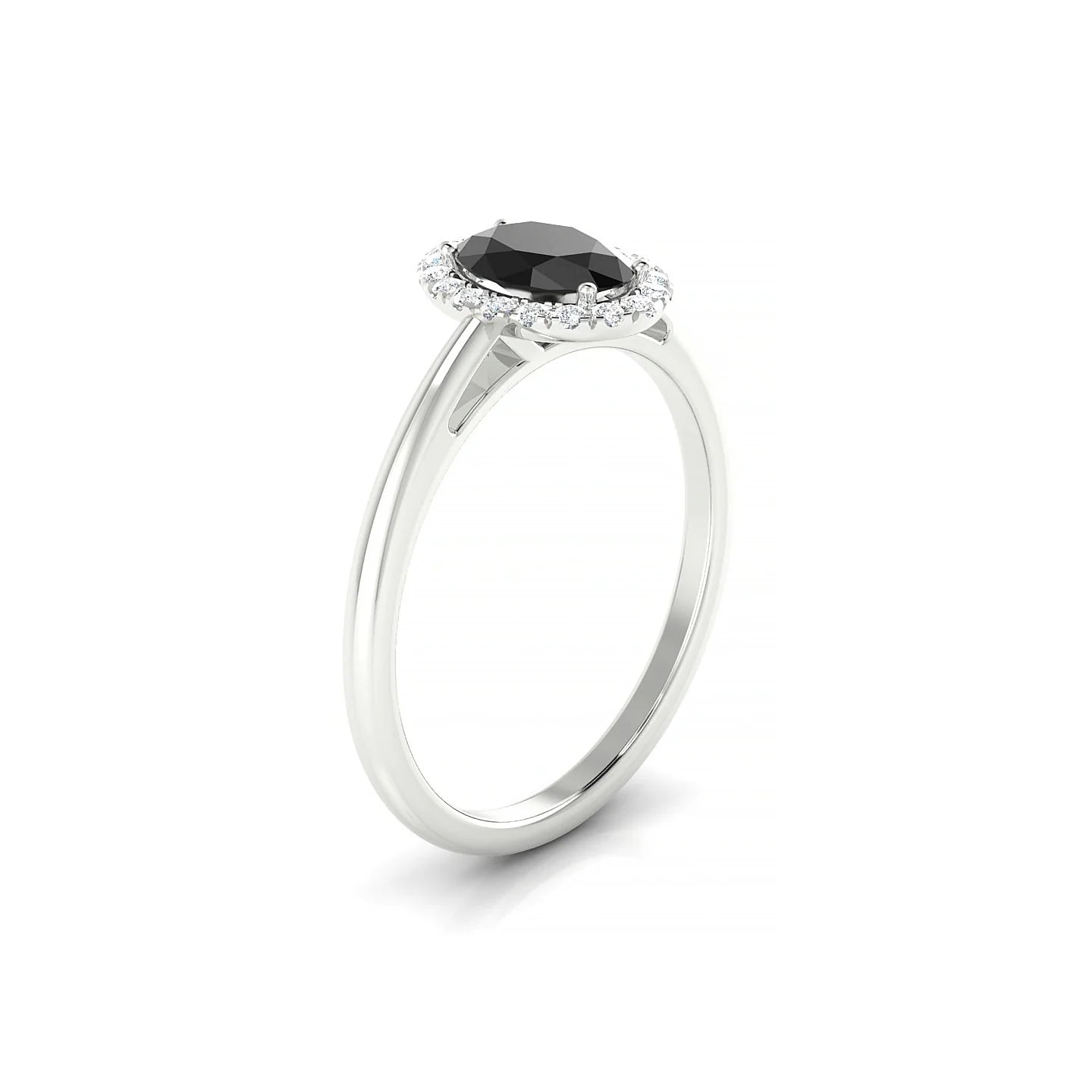 Solar | 18k White Gold 7 x 5 mm Oval Black Diamond Ring