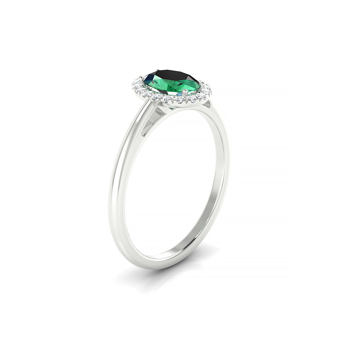 Solar | 18k White Gold 7 x 5 mm Oval Emerald Ring