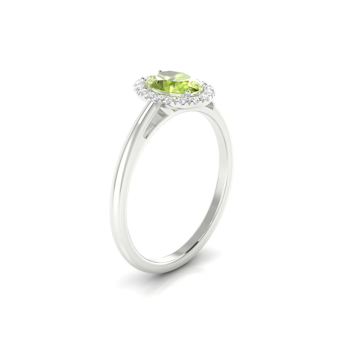 Solar | 18k White Gold 7 x 5 mm Oval Peridot Ring