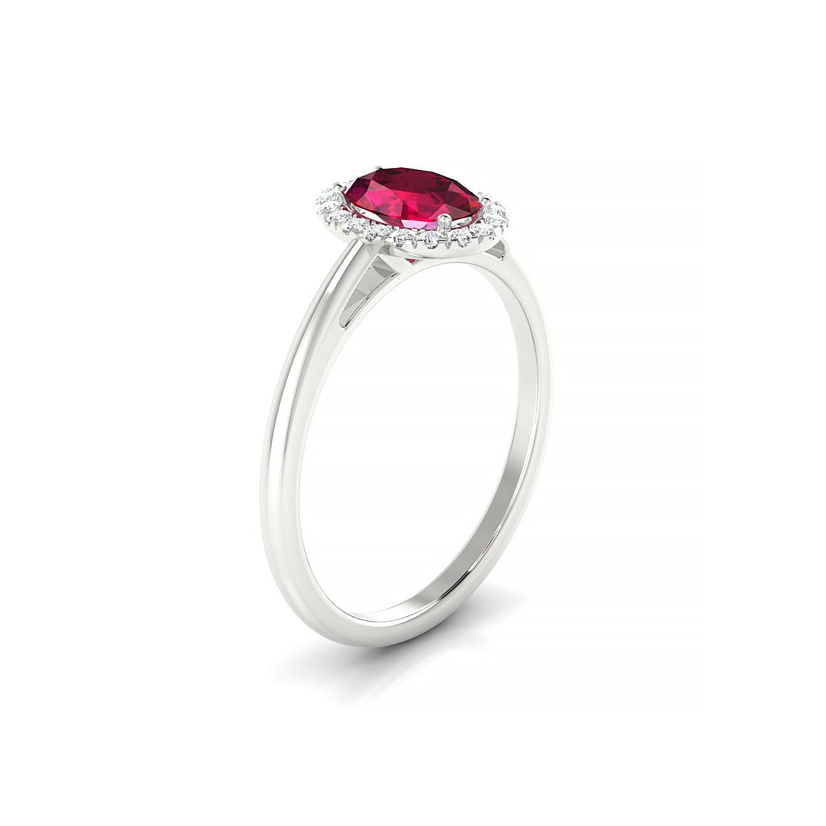 Solar | 18k White Gold 7 x 5 mm Oval Ruby Ring