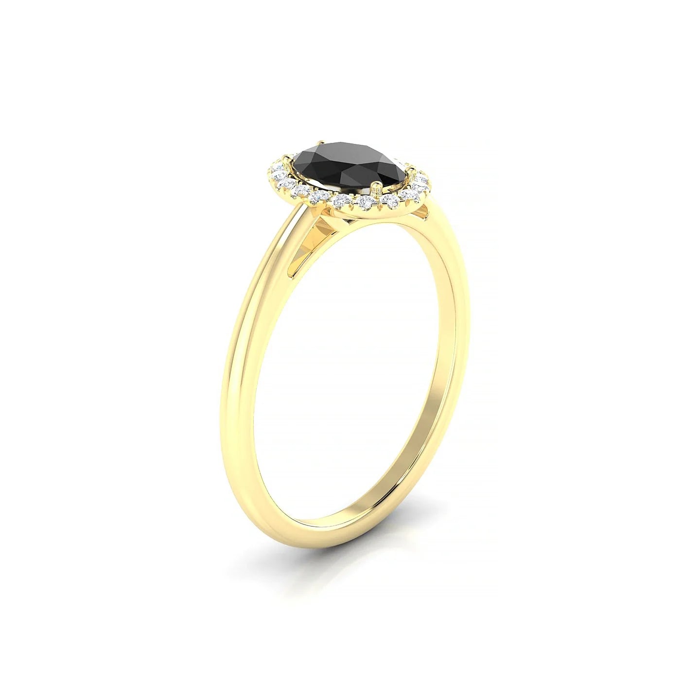Solar | 18k Yellow Gold 7 x 5 mm Oval Black Diamond Ring