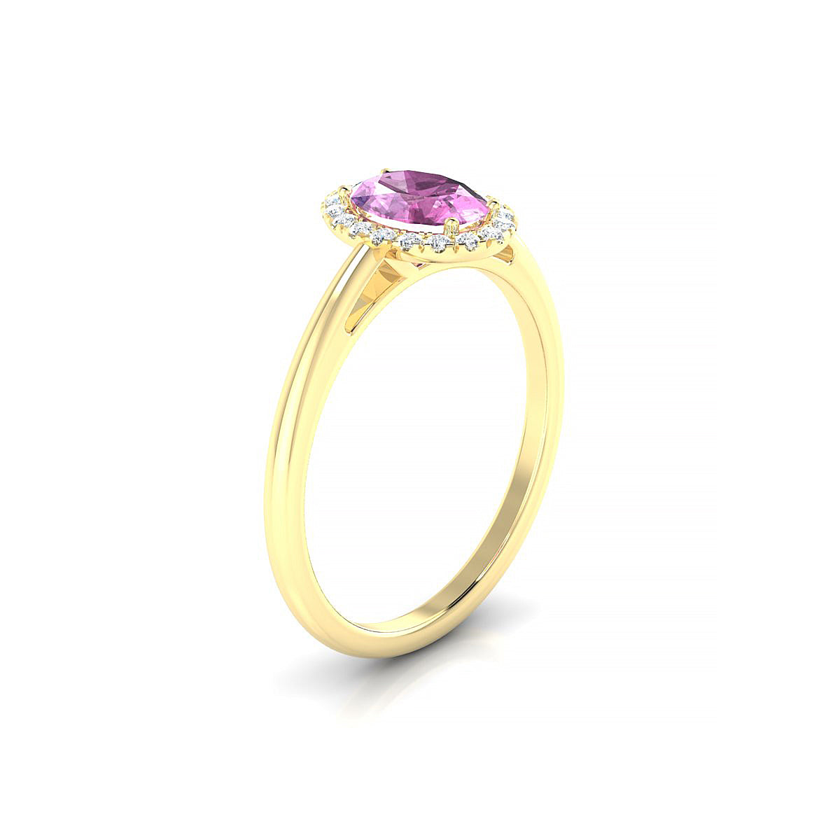 Solar | 18k Yellow Gold 7 x 5 mm Oval Pink Sapphire Ring