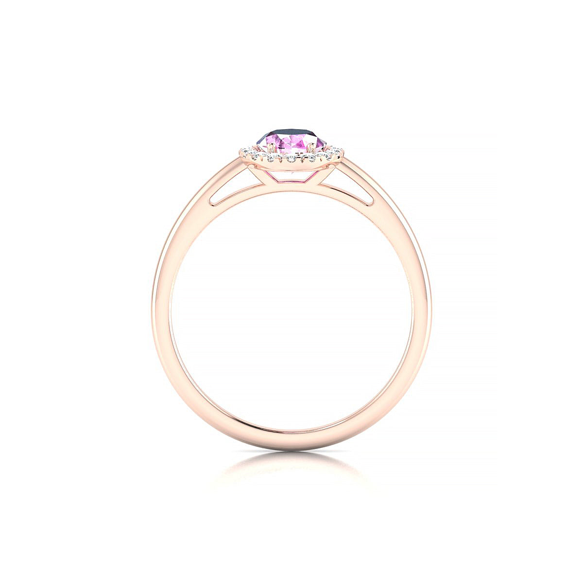 Solar | 18k Rose Gold 7 x 5 mm Oval Pink Sapphire Ring