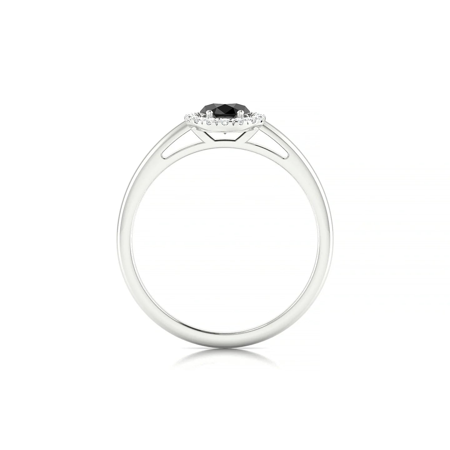 Solar | 18k White Gold 7 x 5 mm Oval Black Diamond Ring