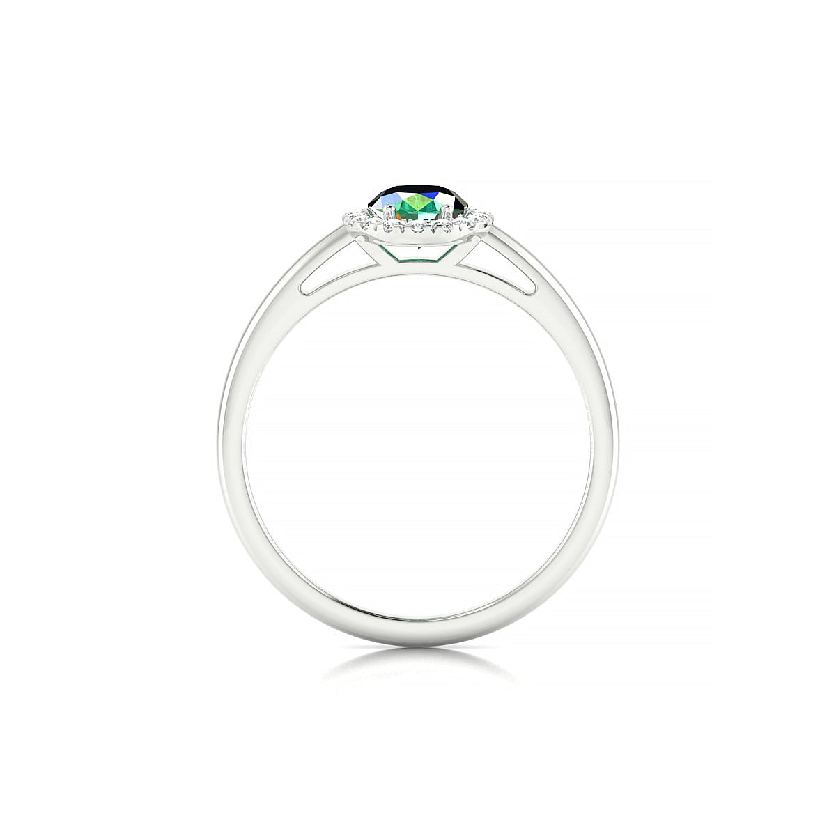 Solar | 18k White Gold 7 x 5 mm Oval Emerald Ring