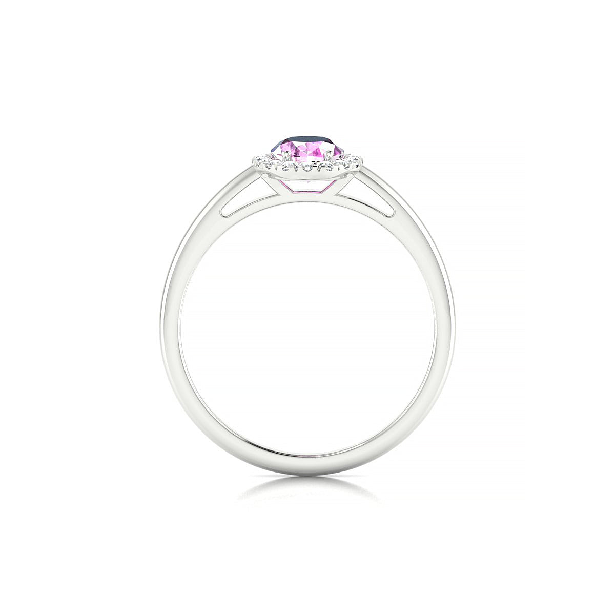 Solar | 18k White Gold 7 x 5 mm Oval Pink Sapphire Ring