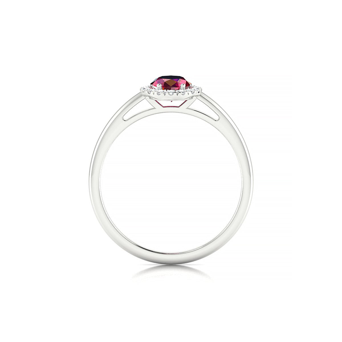 Solar | 18k White Gold 7 x 5 mm Oval Ruby Ring