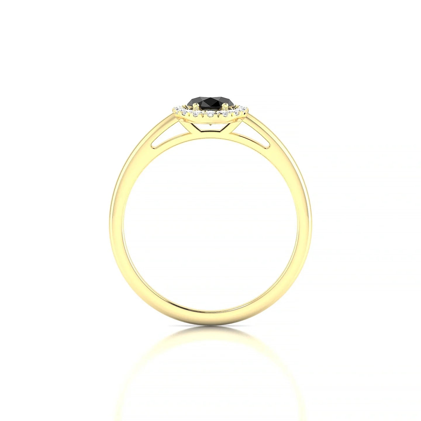 Solar | 18k Yellow Gold 7 x 5 mm Oval Black Diamond Ring