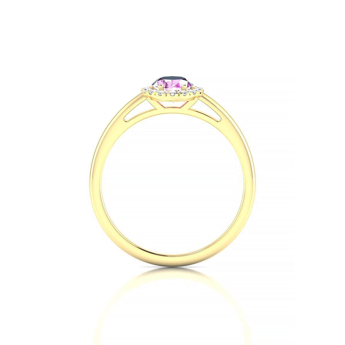 Solar | 18k Yellow Gold 7 x 5 mm Oval Pink Sapphire Ring