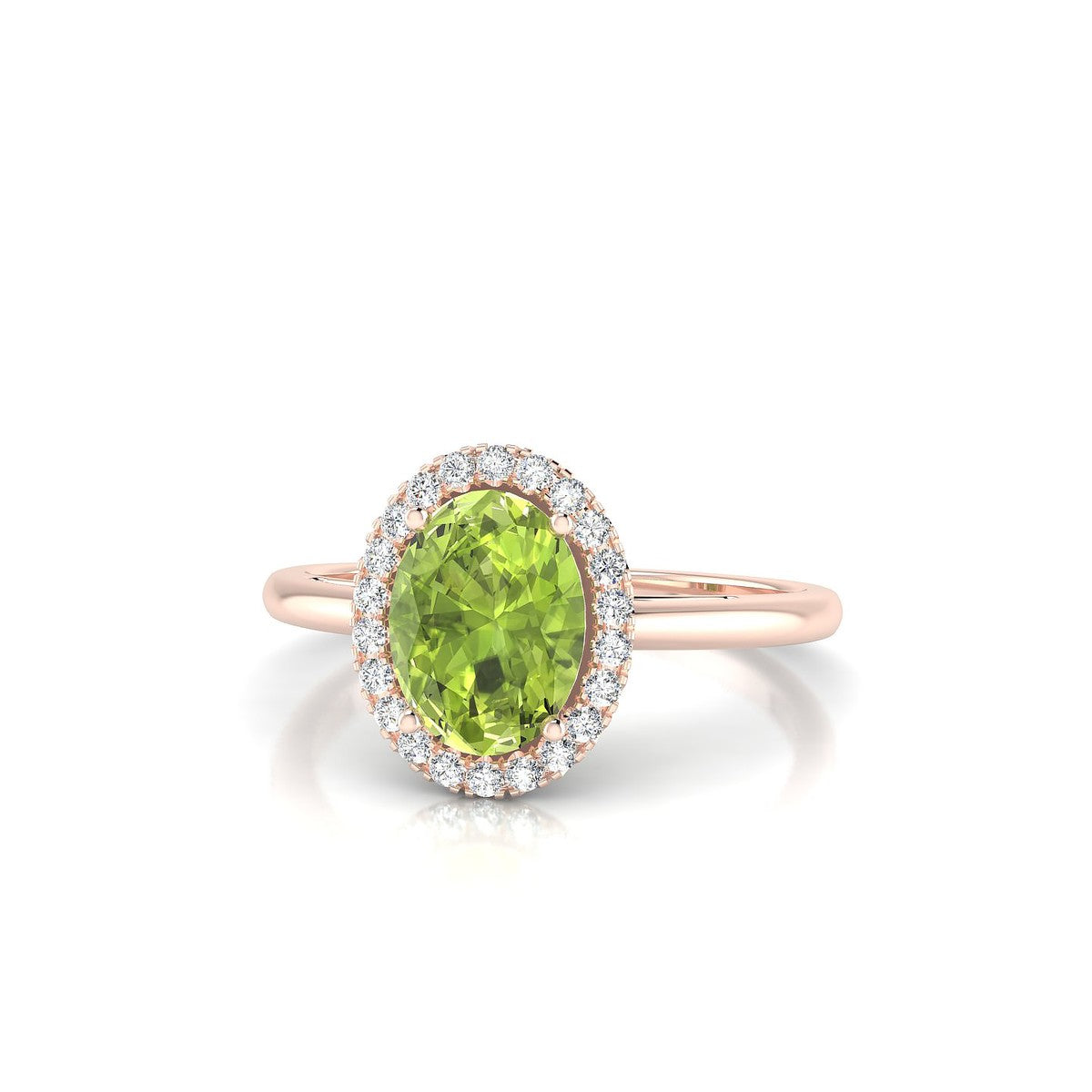 Solar | 18k Rose Gold 8 x 6 mm Oval Peridot Ring