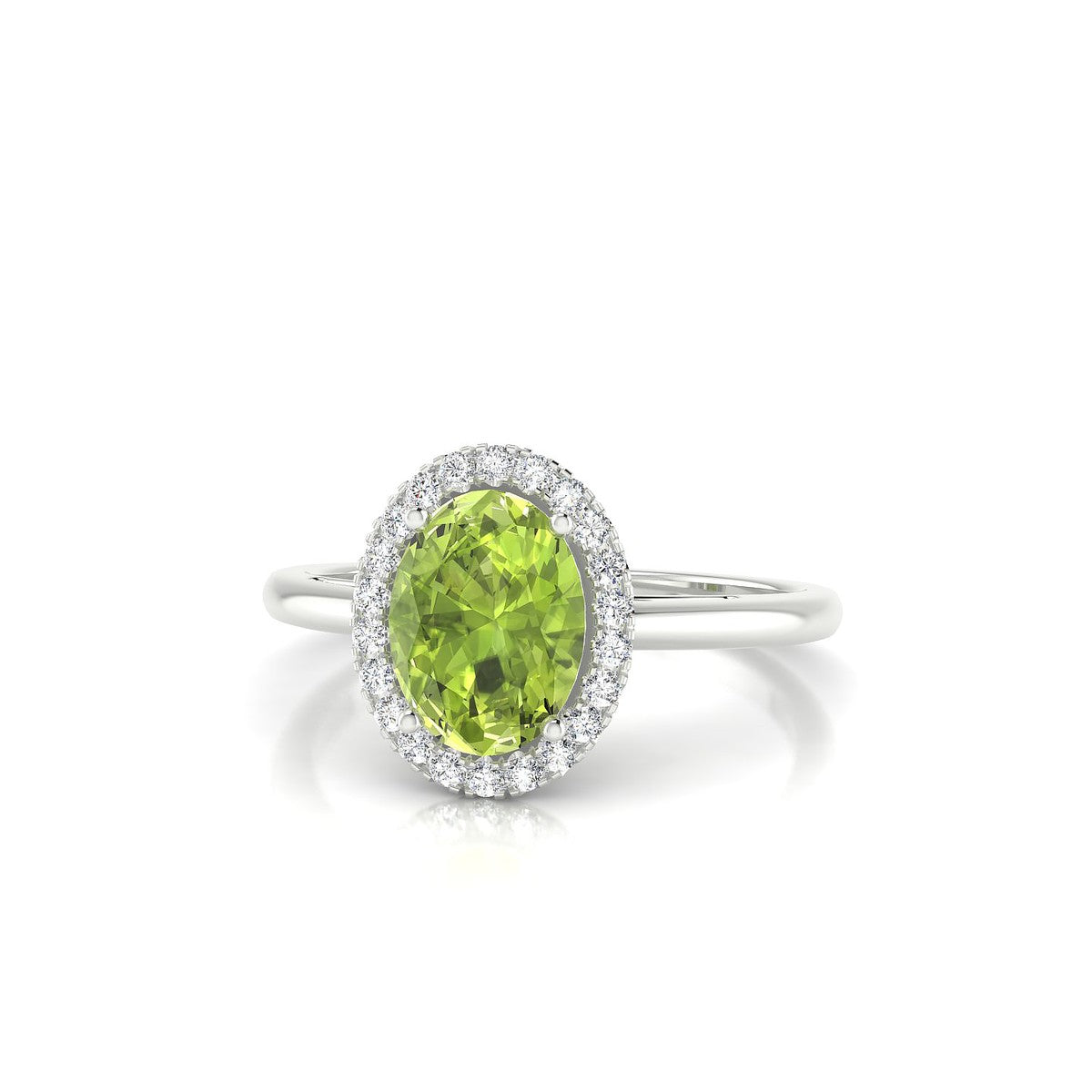 Solar | 18k White Gold 8 x 6 mm Oval Peridot Ring