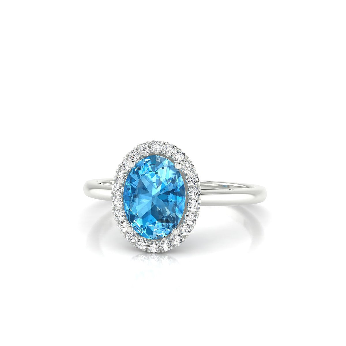 Solar | 18k White Gold 8 x 6 mm Oval Topaz Ring