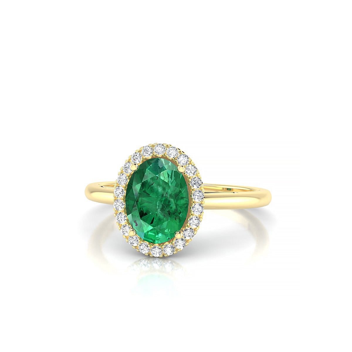 Solar | 18k Yellow Gold 8 x 6 mm Oval Emerald Ring