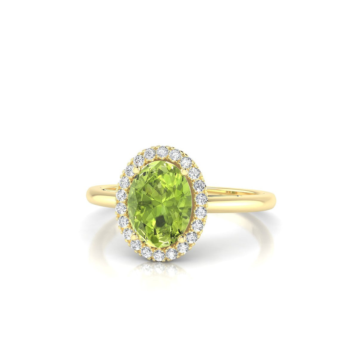Solar | 18k Yellow Gold 8 x 6 mm Oval Peridot Ring