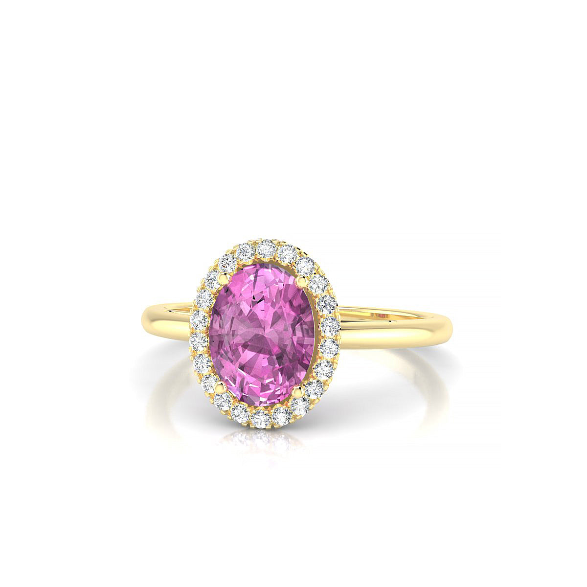 Solar | 18k Yellow Gold 8 x 6 mm Oval Pink Sapphire Ring