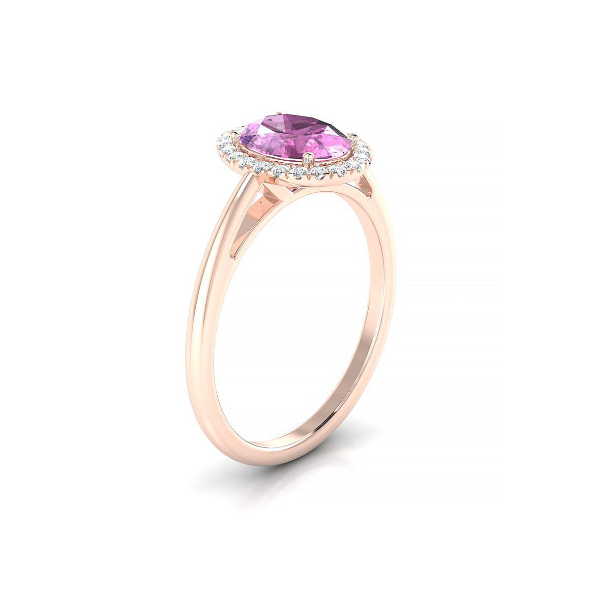 Solar | 18k Rose Gold 8 x 6 mm Oval Pink Sapphire Ring