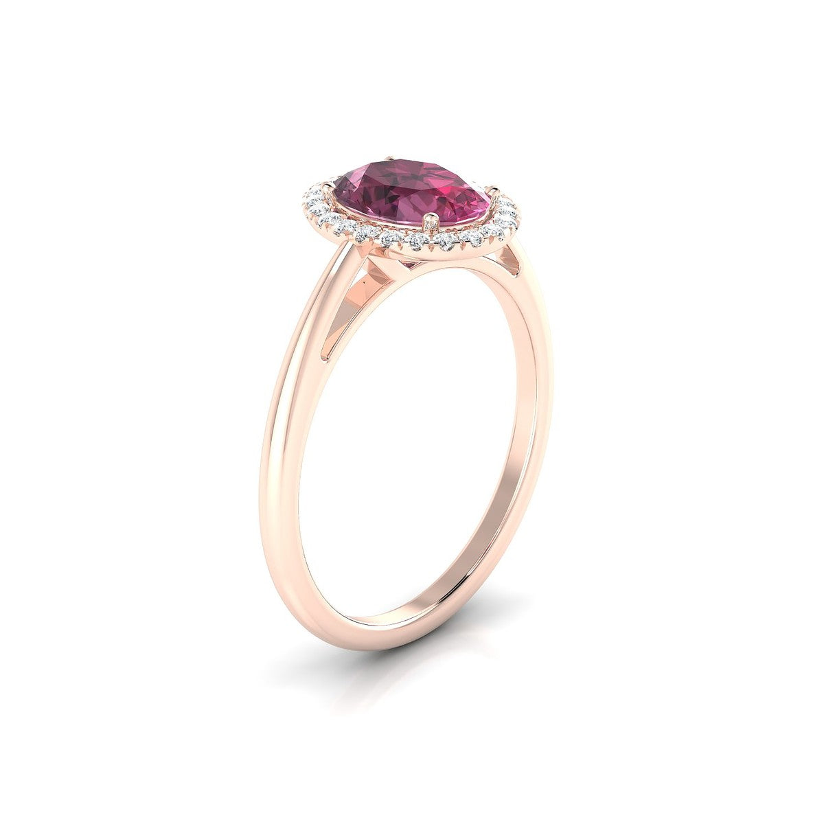 Solar | 18k Rose Gold 8 x 6 mm Oval Rhodolite Ring