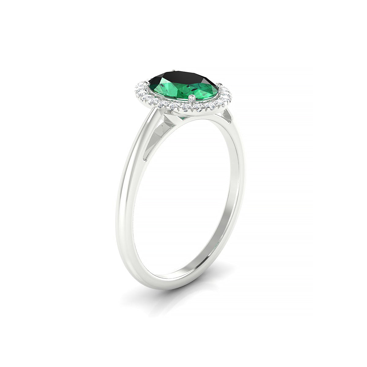 Solar | 18k White Gold 8 x 6 mm Oval Emerald Ring