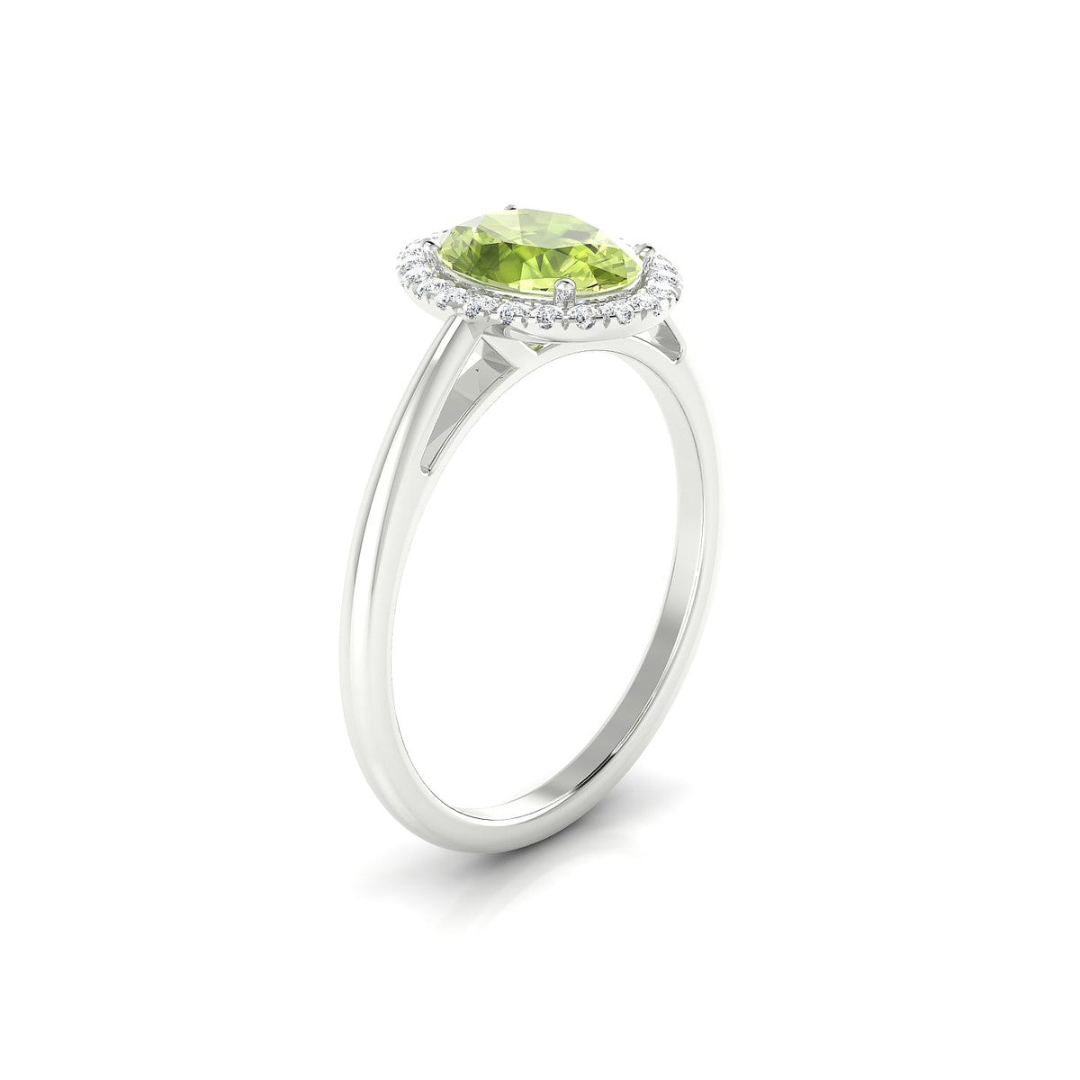 Solar | 18k White Gold 8 x 6 mm Oval Peridot Ring