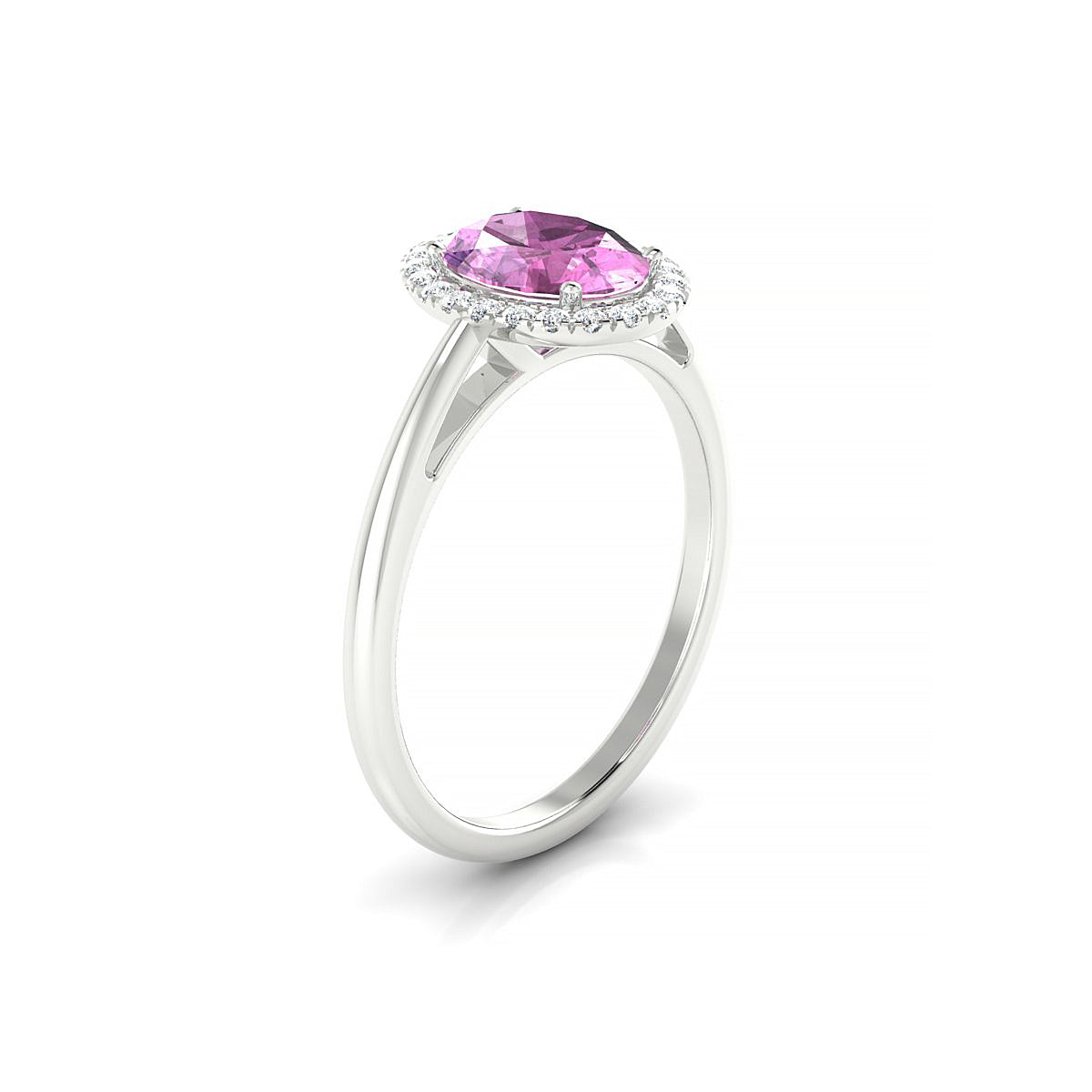 Solar | 18k White Gold 8 x 6 mm Oval Pink Sapphire Ring