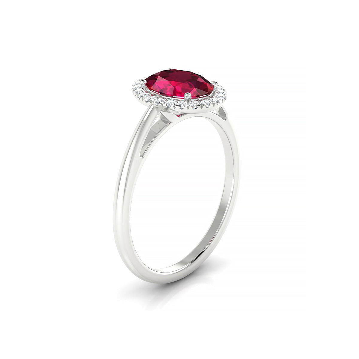 Solar | 18k White Gold 8 x 6 mm Oval Ruby Ring