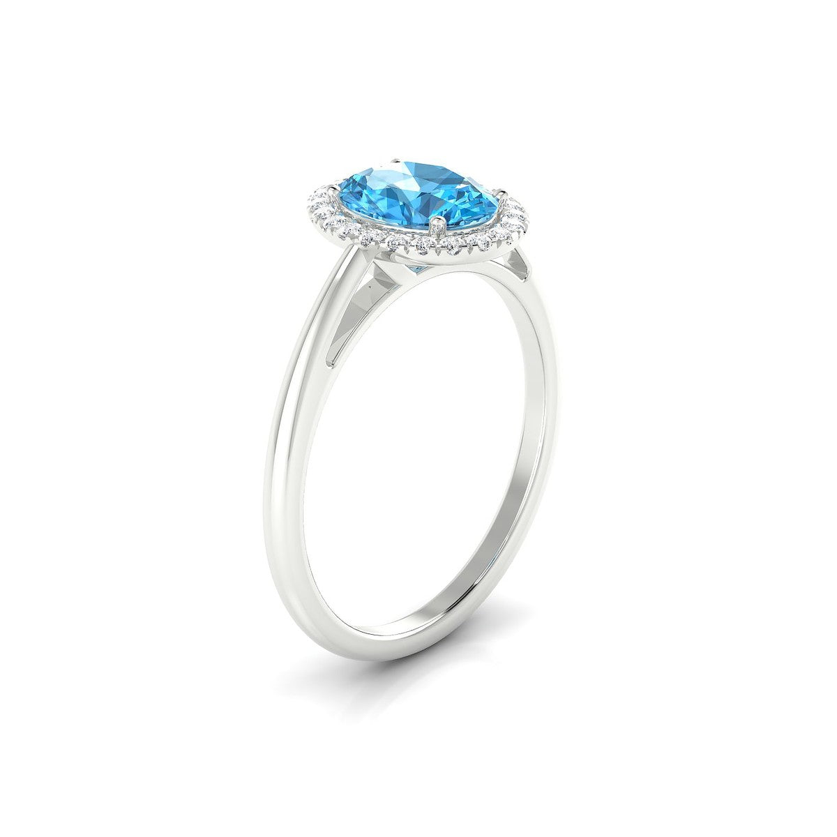 Solar | 18k White Gold 8 x 6 mm Oval Topaz Ring