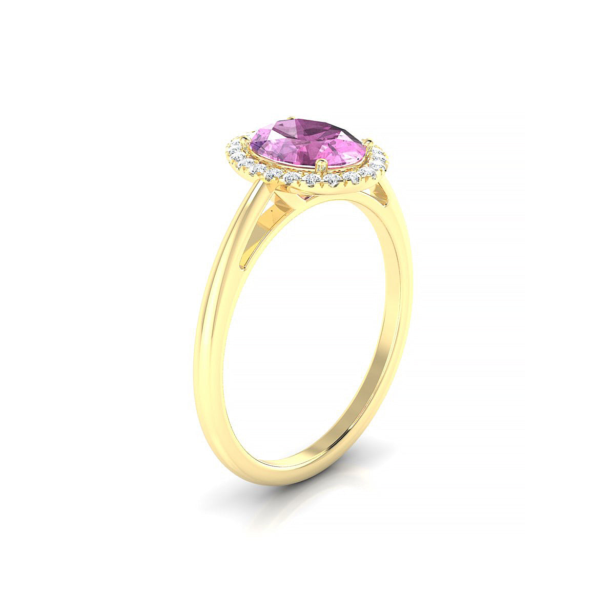 Solar | 18k Yellow Gold 8 x 6 mm Oval Pink Sapphire Ring