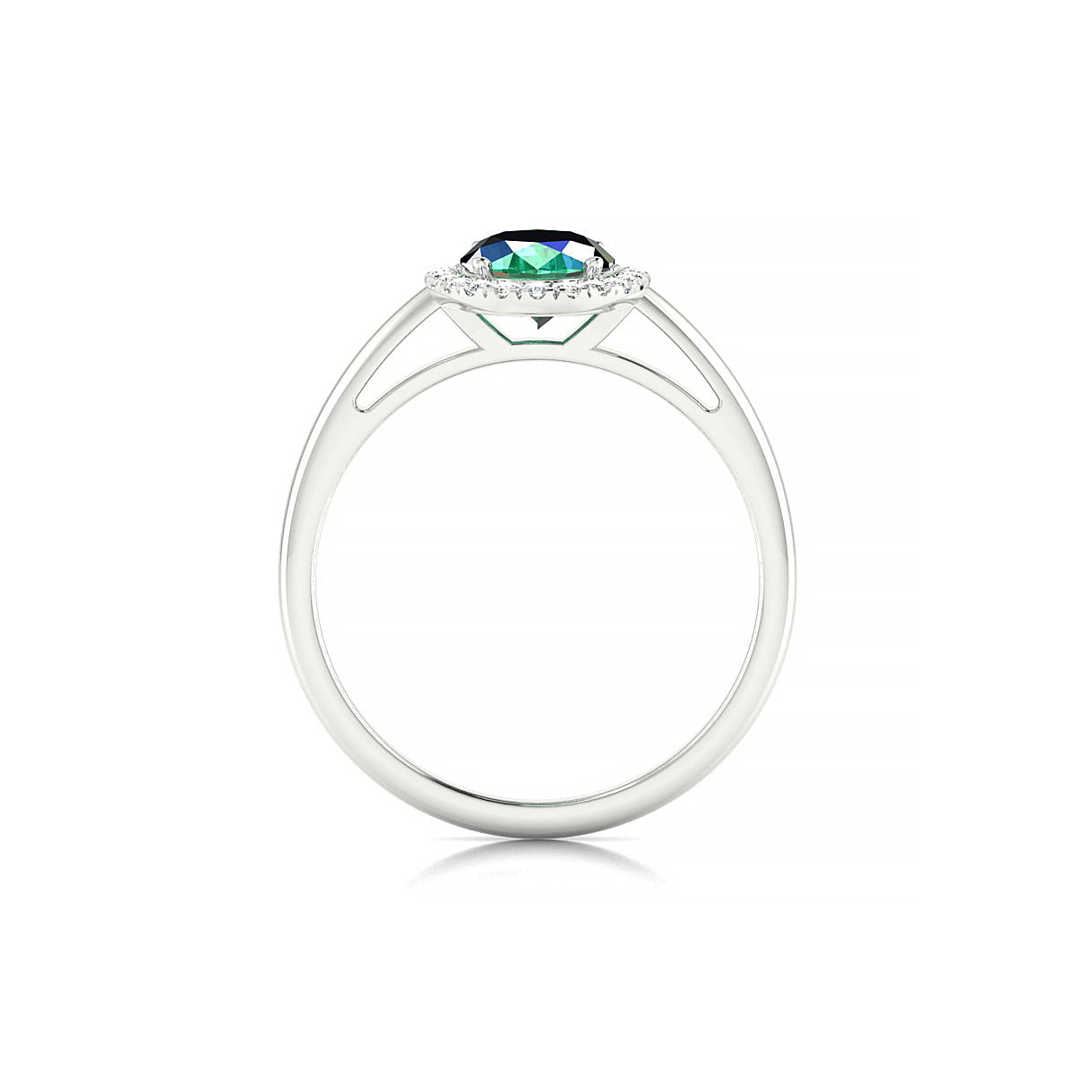 Solar | 18k White Gold 8 x 6 mm Oval Emerald Ring