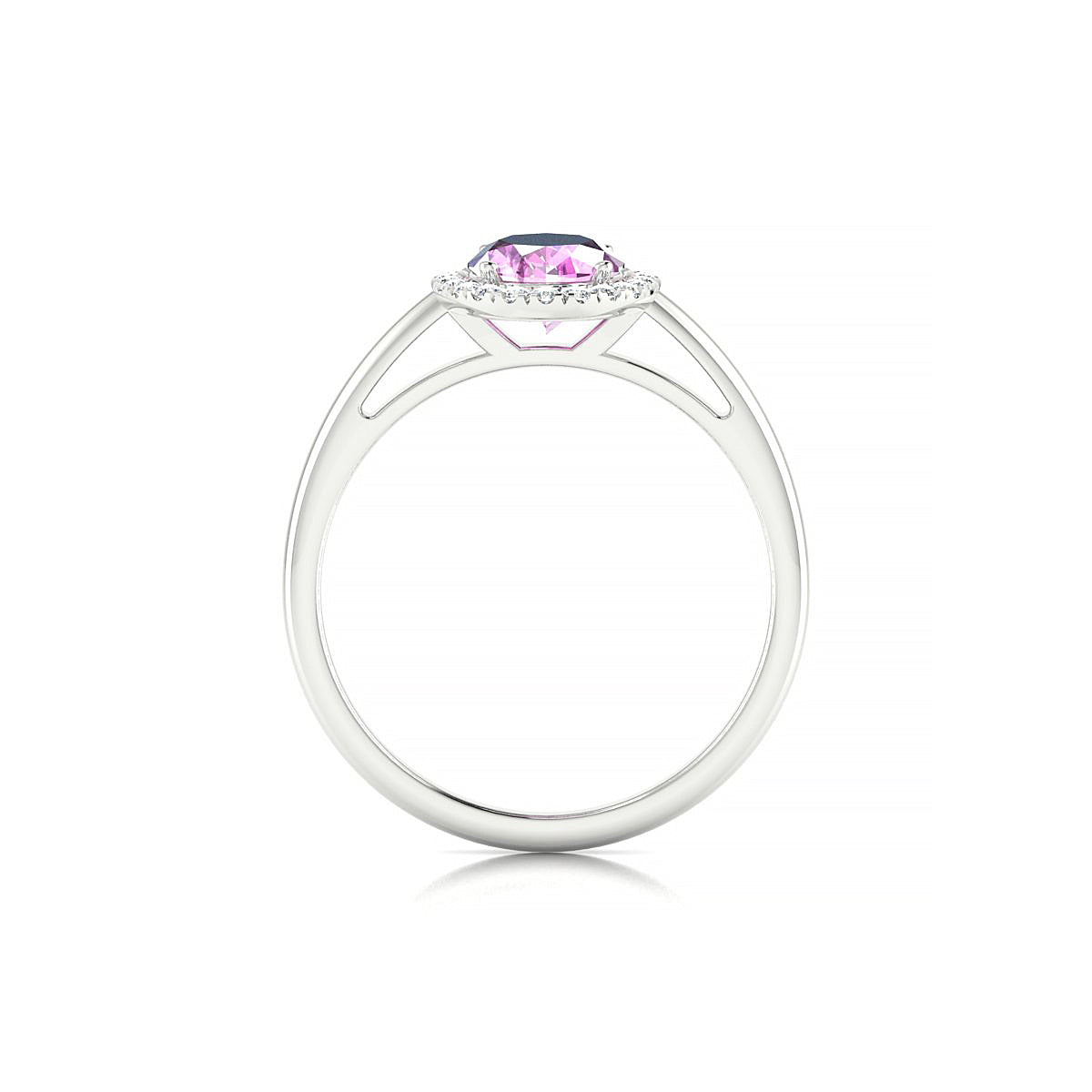 Solar | 18k White Gold 8 x 6 mm Oval Pink Sapphire Ring